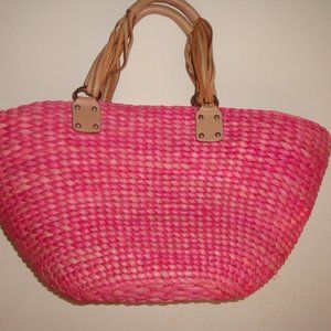 Banana Republic Pink Straw Beach Shopping Tote Bag - Never Used
